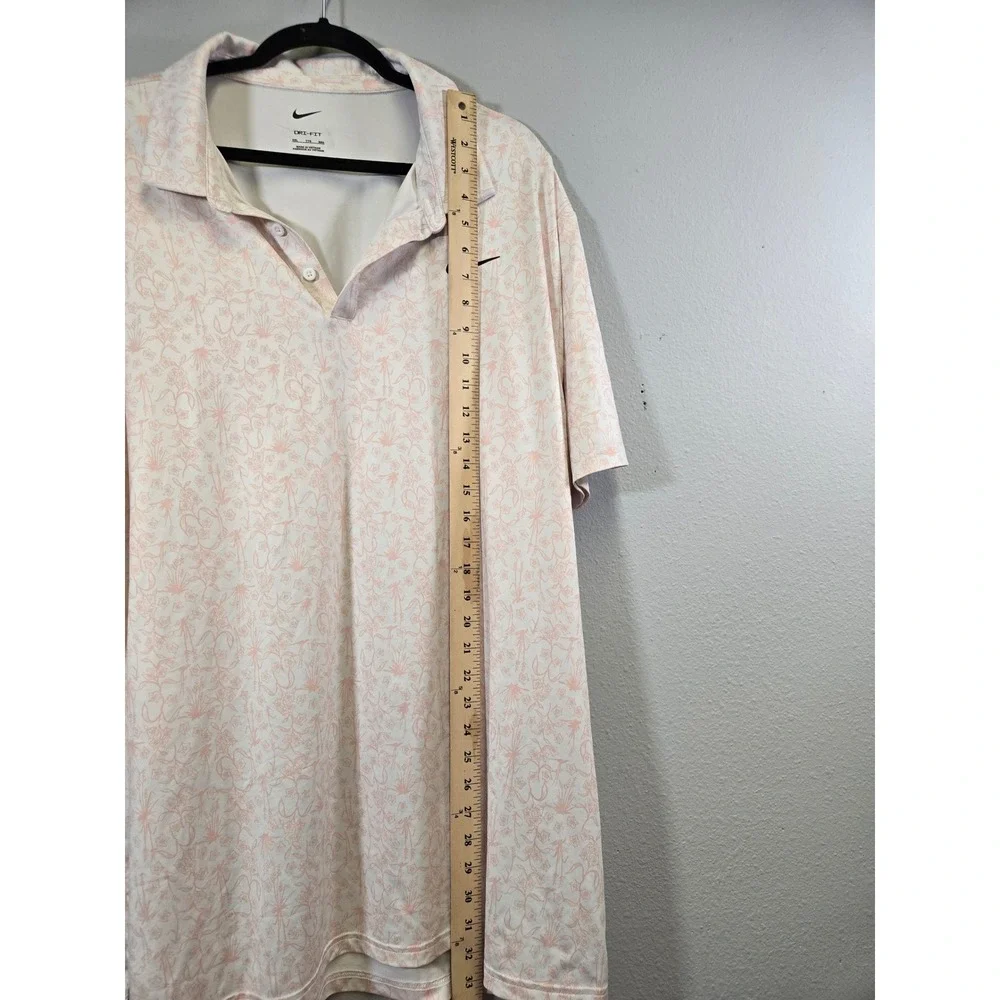 Nike Dri-Fit Golf Performance Floral Print Short Sleeve Polo Shirt Pink XXL